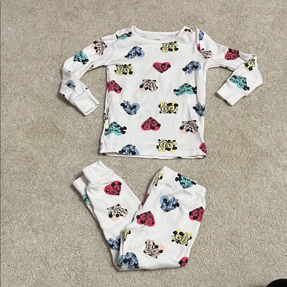 Janie and Jack Multicolor Disney Minnie Mickey Heart Print Kids Pajama Set
